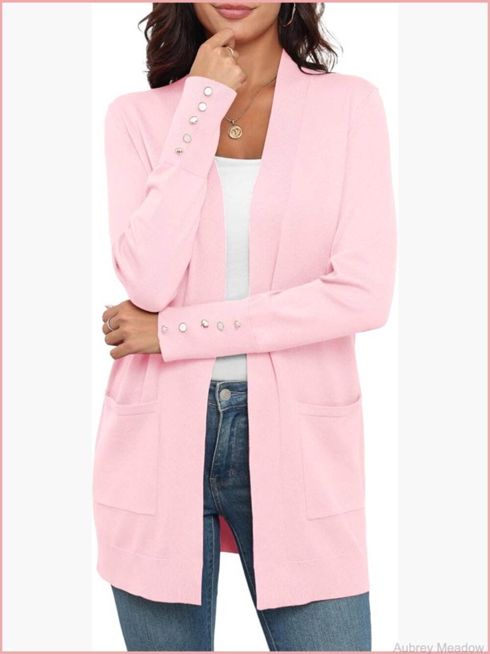 Lightweight Open Front Long Sleeve Soft Knit Cardigan with Pockets